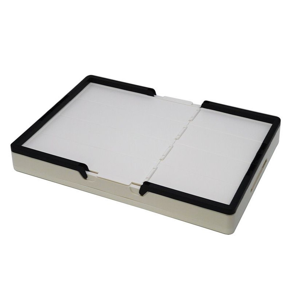 取っ手付　折りたたみコンテナ（フタ付）, ホワイト, 通常