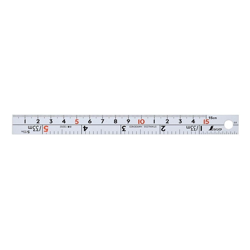 直尺 シルバー 15cm併用目盛 Ｗ左基点 cm表示赤数字入, シルバー, 15cm