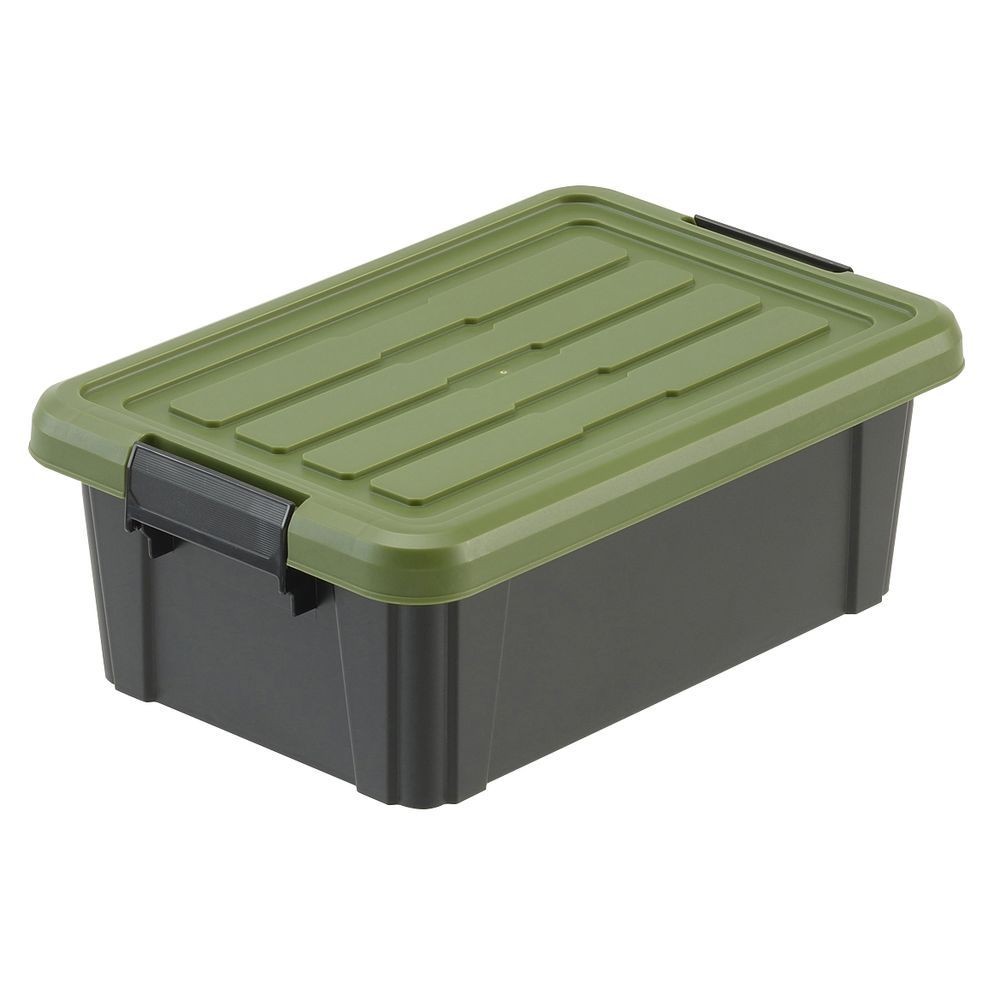 収納ボックス Nタフコン ATC-31-12 フタ付き 幅20.5×奥行31×高さ11.5cm, カーキ／ブラック, ATC-31-12