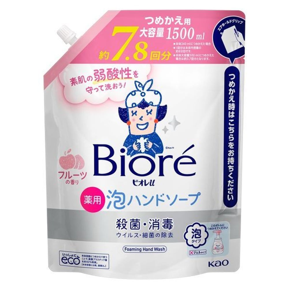 ビオレｕ　泡ハンドソープ　フルーツの香り　つめかえ用　１５００ｍｌ, フルーツの香り, 1500ml