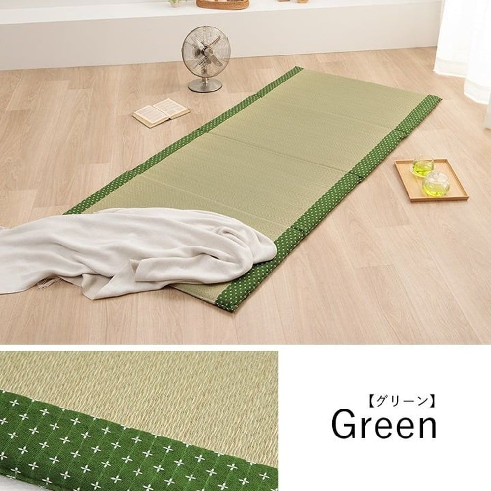 寝具 マット マットレス い草 コンパクト 調湿効果 抗菌防臭 90&times;200cm, グリーン, 90&times;200cm
