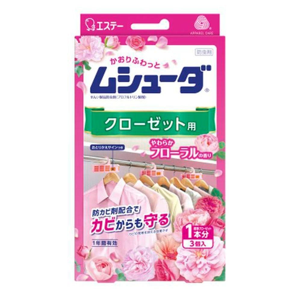 ムシューダ1年防虫クローゼット用3個入 フローラル, フローラル, 3個入