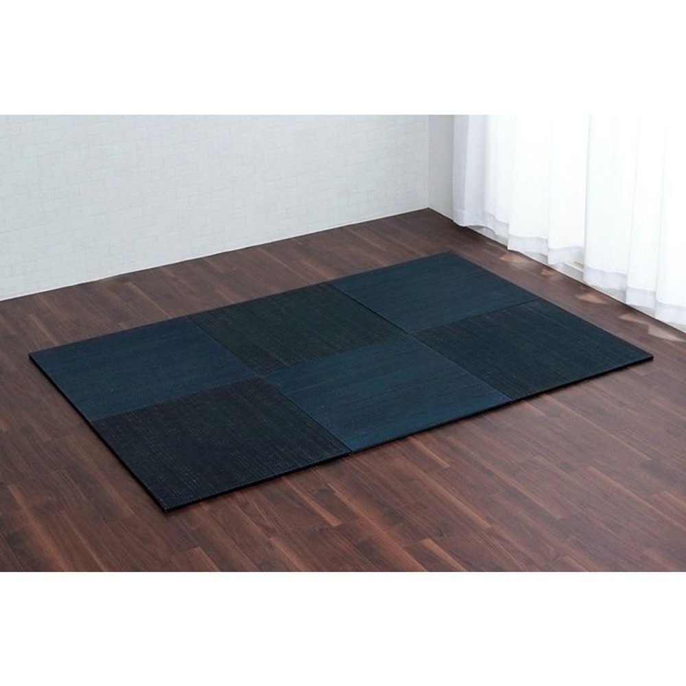 イケヒコ ユニット畳 シンプル 裏面滑り止め 約70&times;70&times;1.5cm 6枚組2色セット ネイビー／グレー【メーカー直送・代引不可】, ネイビー+グレー, 6枚組