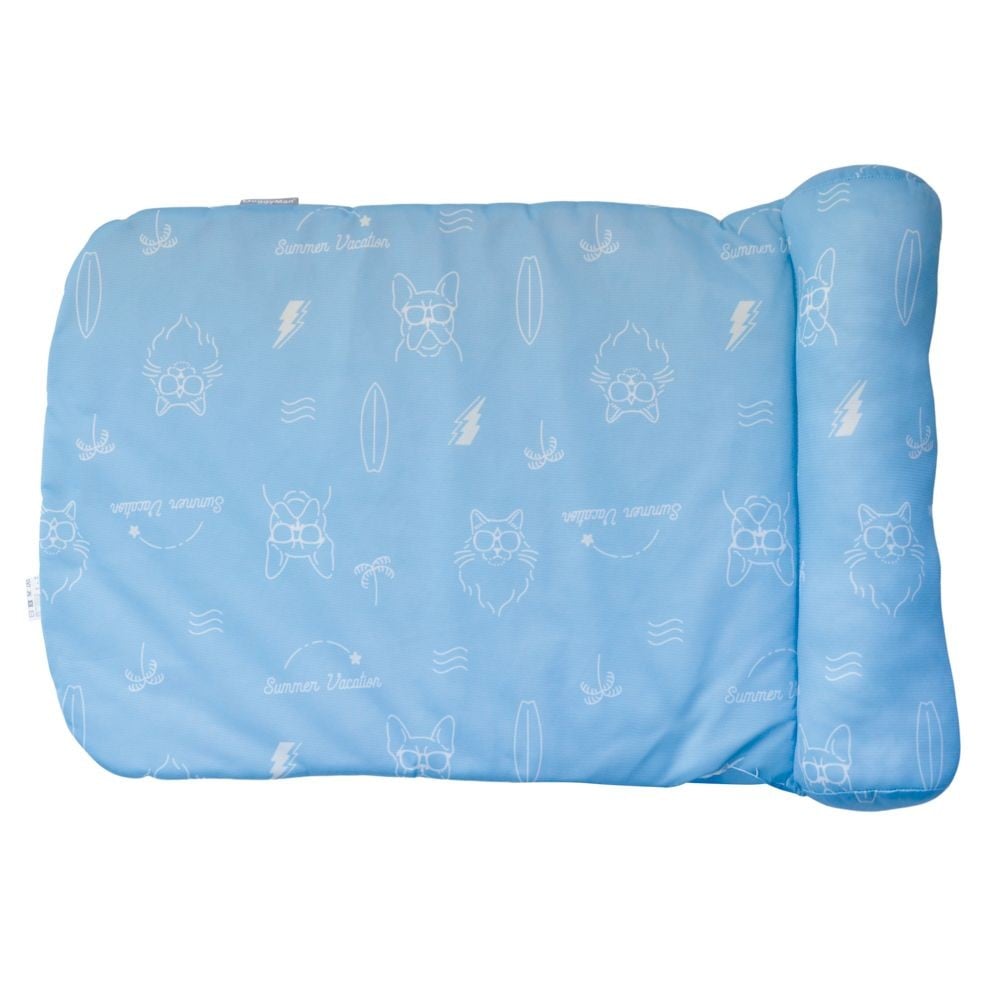 クールズ　枕付きマット　サマーライド　そよかぜブルー, そよかぜブルー, 60&times;40cm