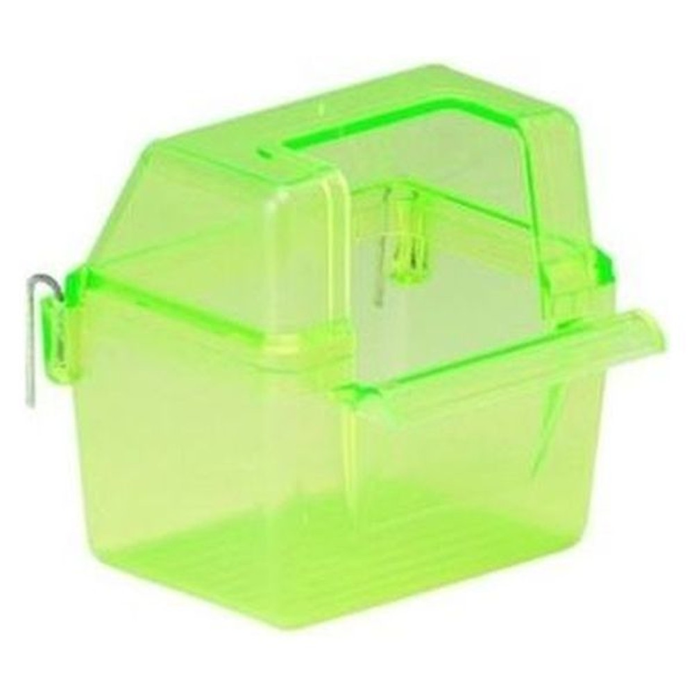 コバヤシ 蓋付き餌入れ 針金付き K-16 鳥 エサ入れ, グリーン, 幅80×奥行60×高さ170mm