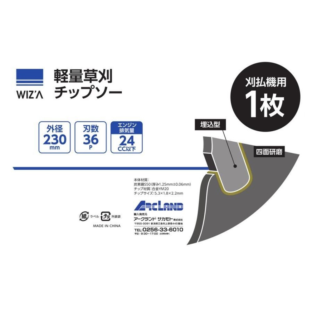WIZ'A ウィザ 軽量草刈チップソー 230&times;36P 24cc以下, 草刈用, 230mm&times;36P