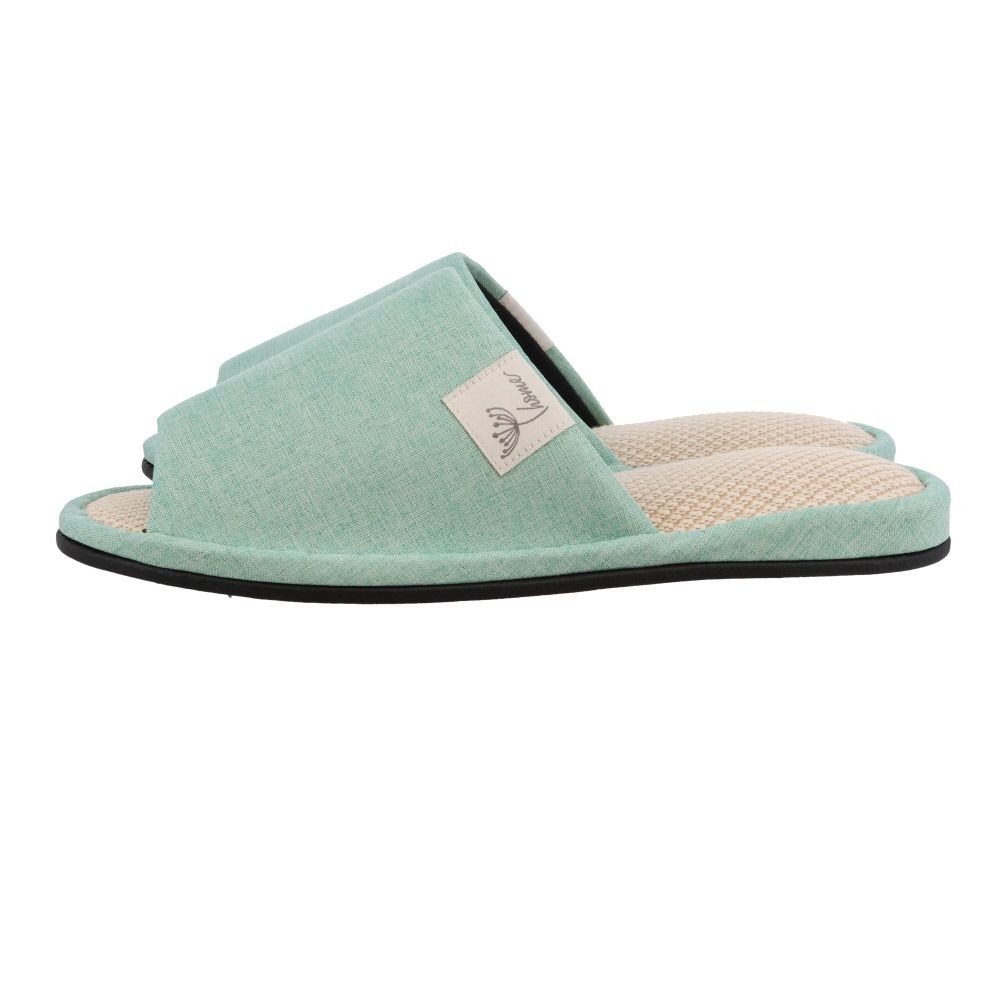 ムレにくい麻混スリッパ, ミント, Lサイズ