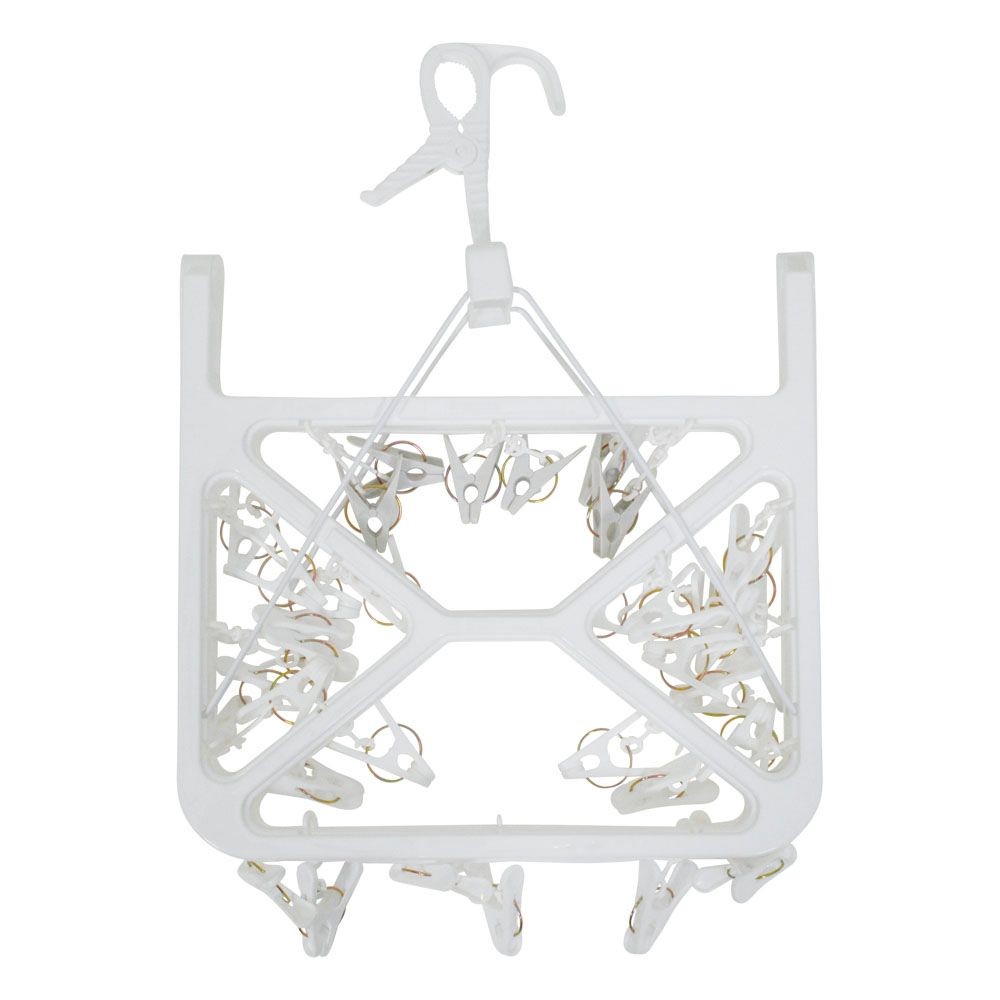 WIZ'A ウィザ ピンチが回転して干しやすい洗濯ハンガー３２ピンチ, ホワイト, 32P