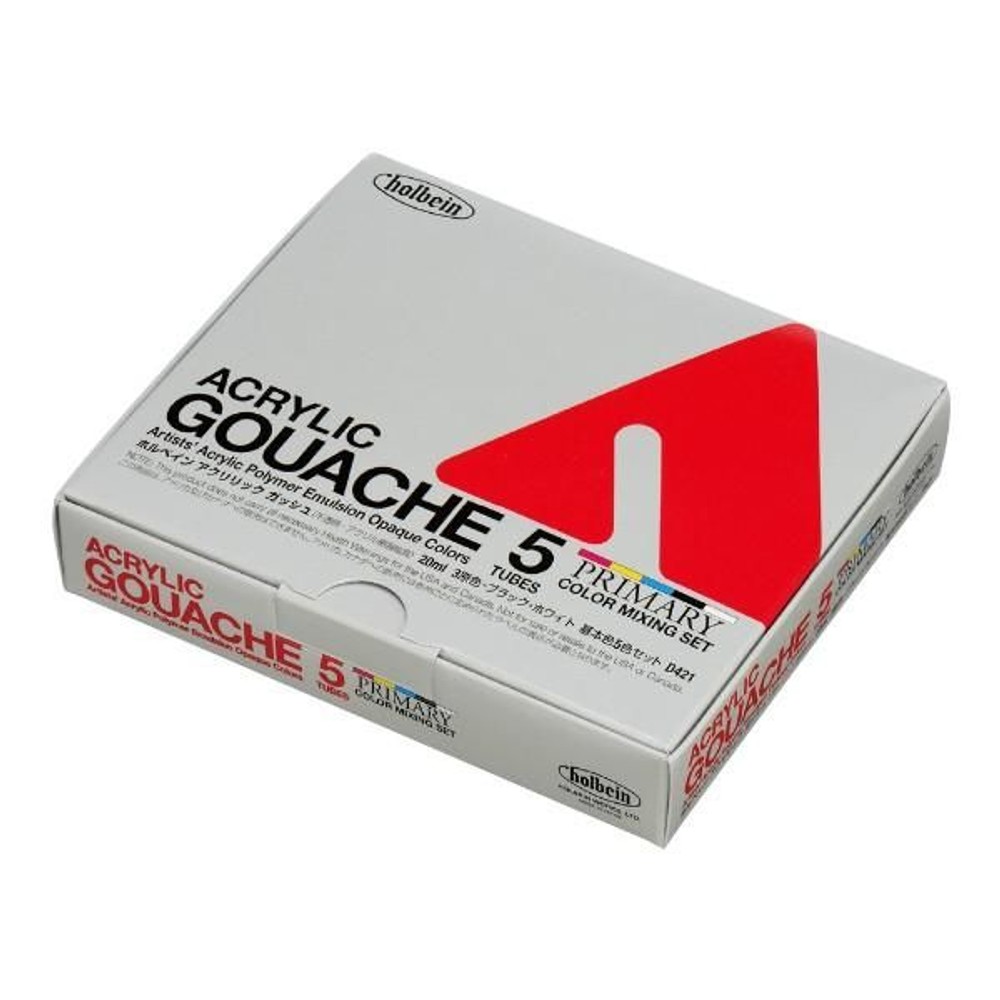 ホルベイン アクリリックガッシュ6号 D421 基本色5色セット 7421, D421基本色5色セット, 40ml