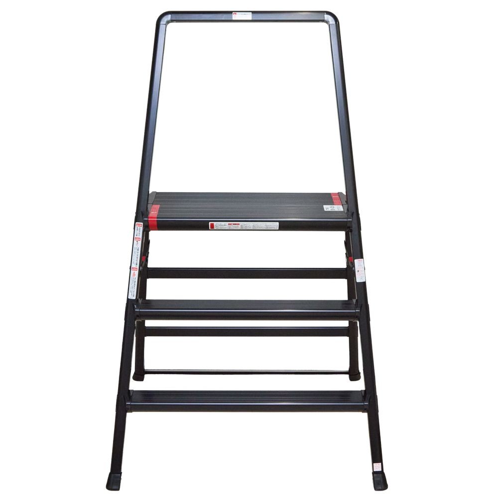 超広幅　踏み台　３段　６００幅　手すり付き　ＢＫ, ブラック, 1個入り
