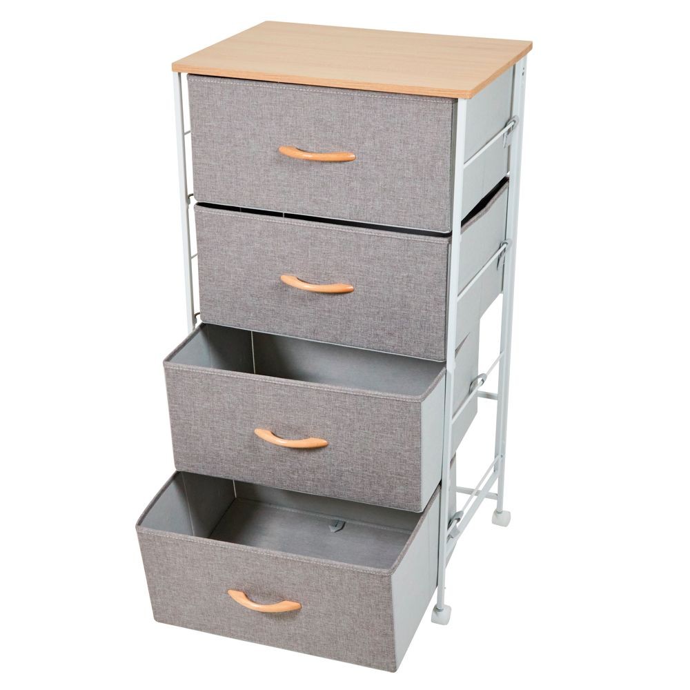 組立簡単ファブリックチェスト４８幅４段, ブラウン, 4段