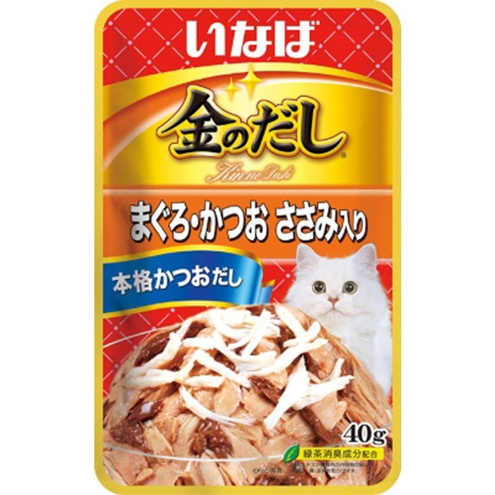 いなばペットフード 金のだし パウチ まぐろ・かつお ささみ入り 40g, まぐろ・かつお ささみ, 40g