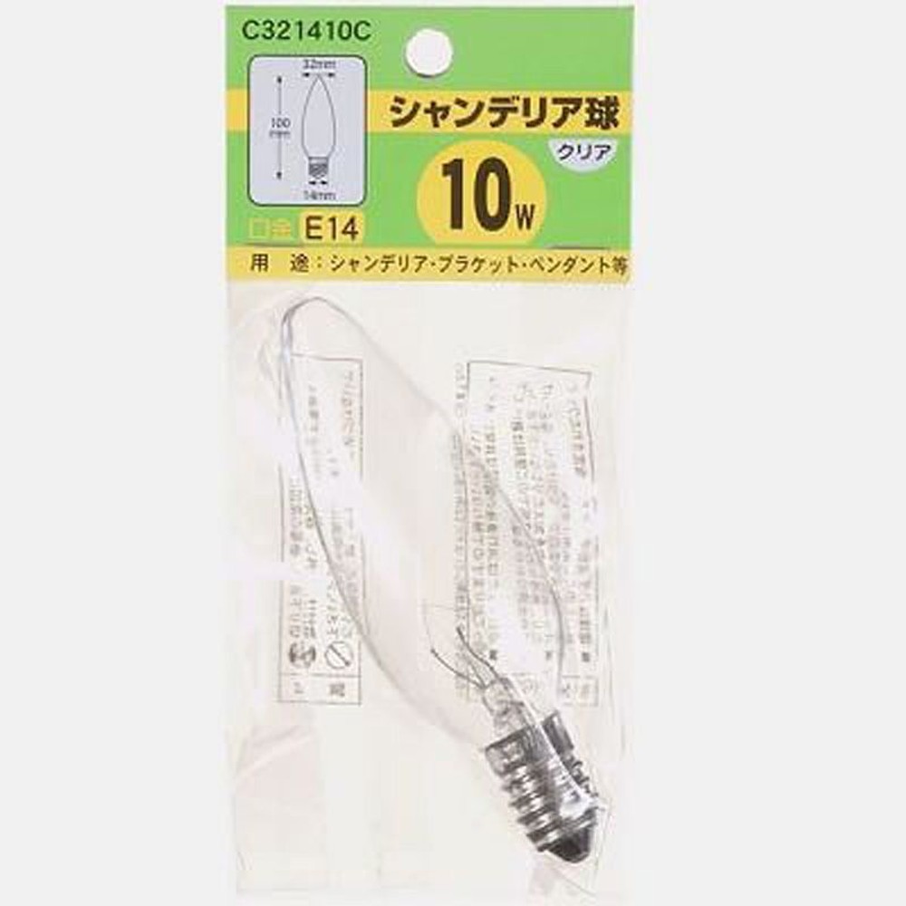 ヤザワ　シャンデリア球10Ｗ, ホワイト, E14 10W