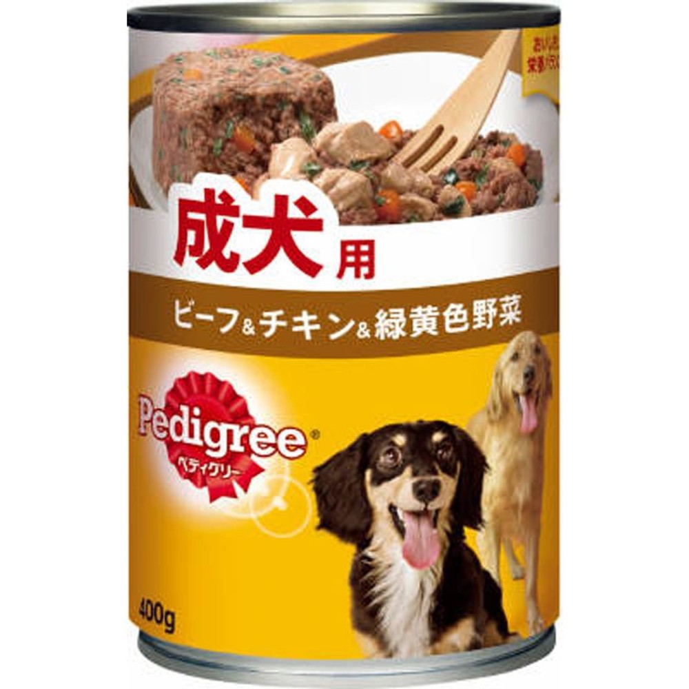 ペディグリー缶 成犬用 ビーフ＆チキン＆緑黄色野菜　400g, ビーフ＆チキン＆緑黄色野菜, 400g