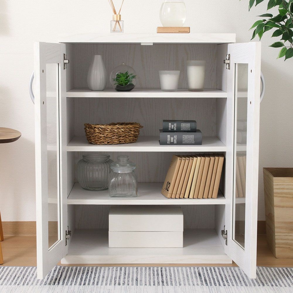 不二貿易 ラルゴ　キャビネット　オークＷＨ【メーカー直送・代引不可】, ホワイト, 幅600mm×奥行415mm×高さ800mm