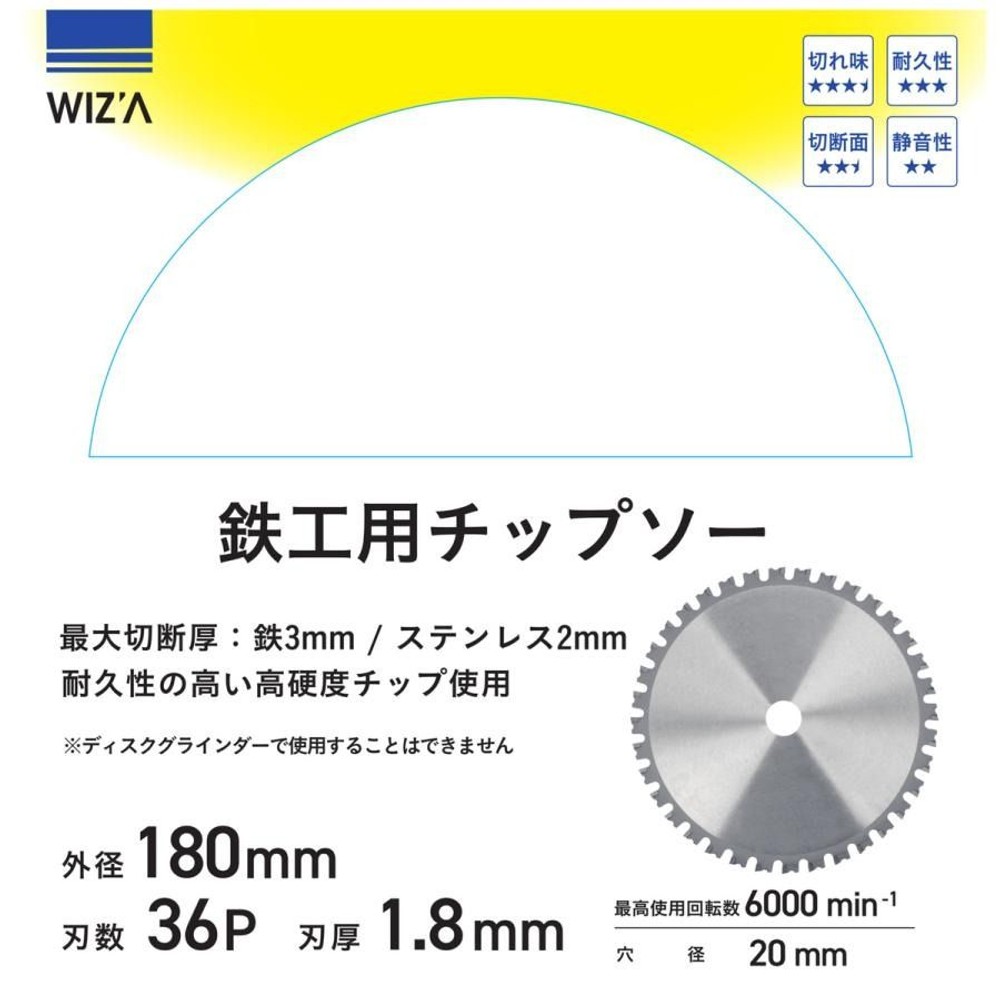 WIZ'A ウィザ 鉄工用チップソー 外径180mm 刃数36P 刃厚1.8mm WZ-TS18036, 鉄工用, 刃数36P