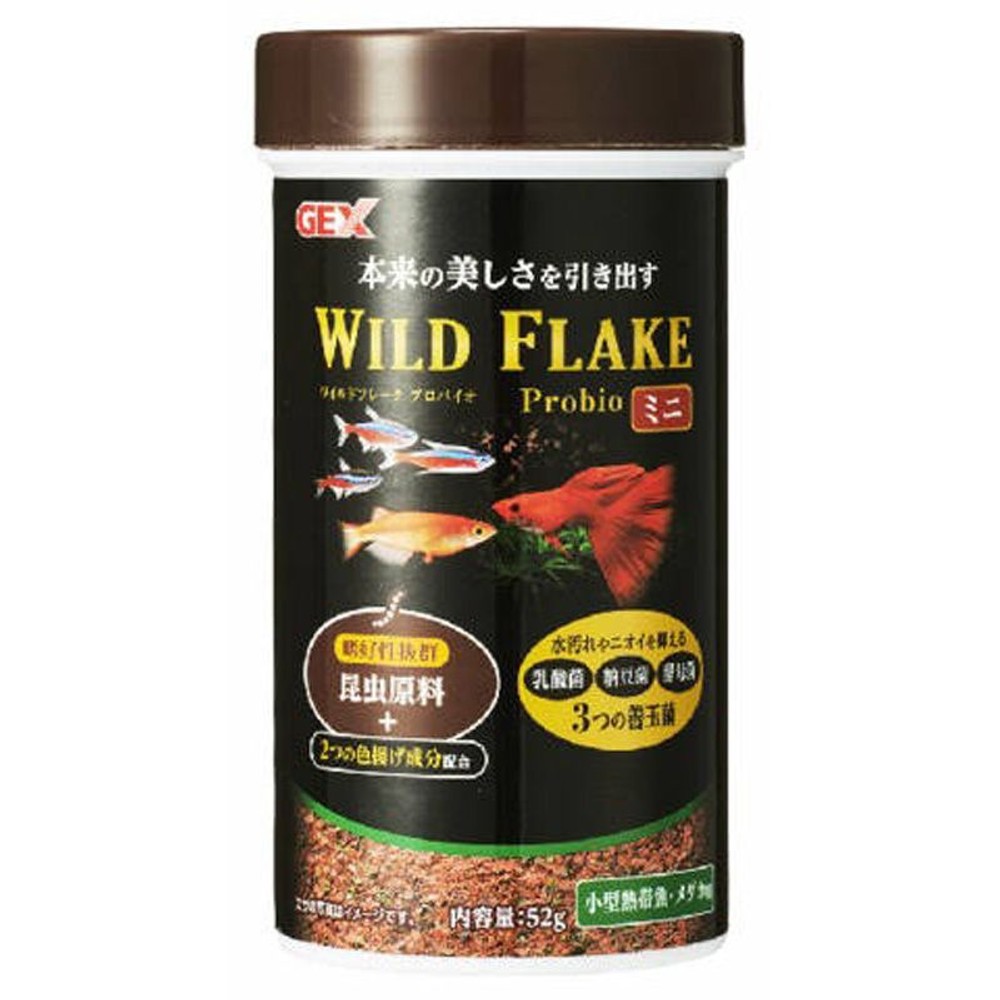 ＧＥＸ　ワイルドフレーク　プロバイオ　ミニ　52ｇ, 小型熱帯魚・メダカ用, 52g
