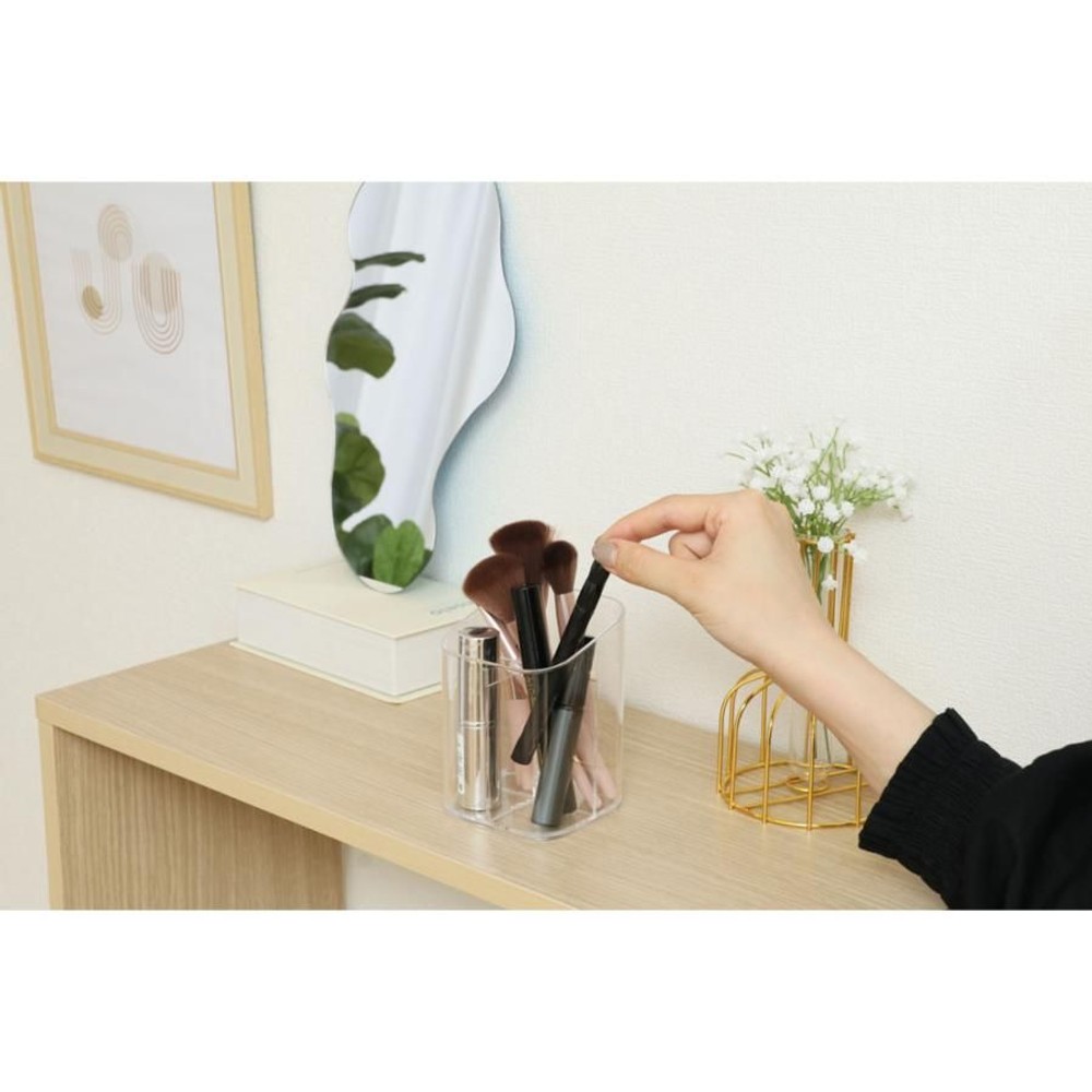 不二貿易  ＰＳコスメ収納　3仕切りブラシスタンド 【メーカー直送 代引不可】, クリア, 14385