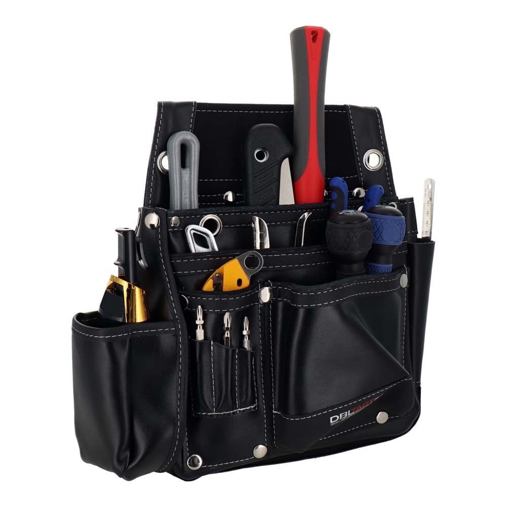 DBLTACT 本革卓越　釘袋　2段　墨ツボケース付　DTL-11, ブラック, 2段 墨坪ケース付