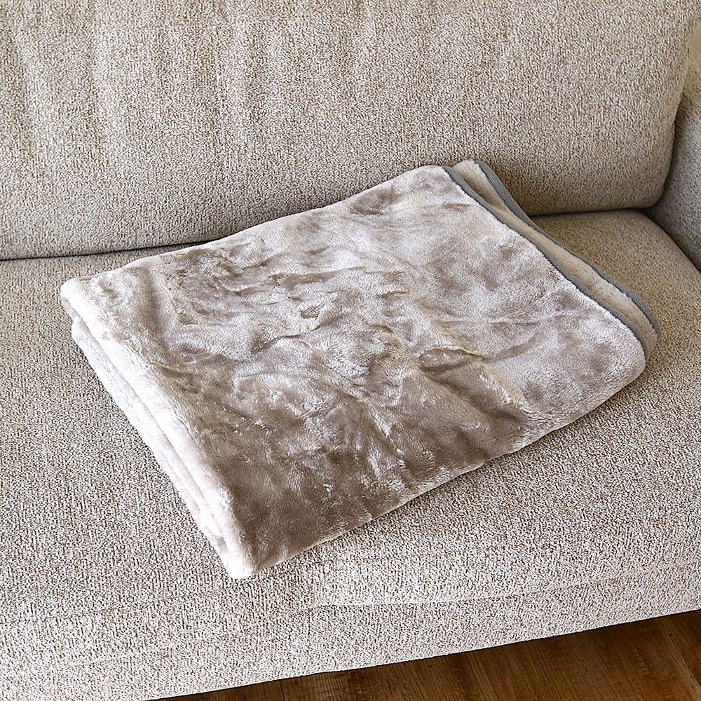 アクリルレーヨン混　ハーフ毛布　１４０&times;１００ｃｍ　グレー, グレー, 140&times;100cm