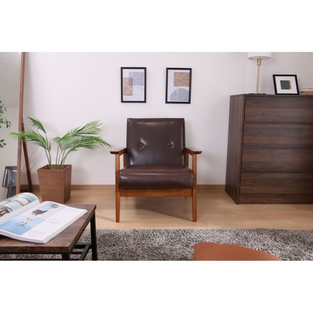 不二貿易 バイキャストＰＵソファ　ミート　１Ｐ　ＬＢＲ【メーカー直送・代引不可】, ライトブラウン, 幅640mm&times;奥行720mm&times;高さ700mm