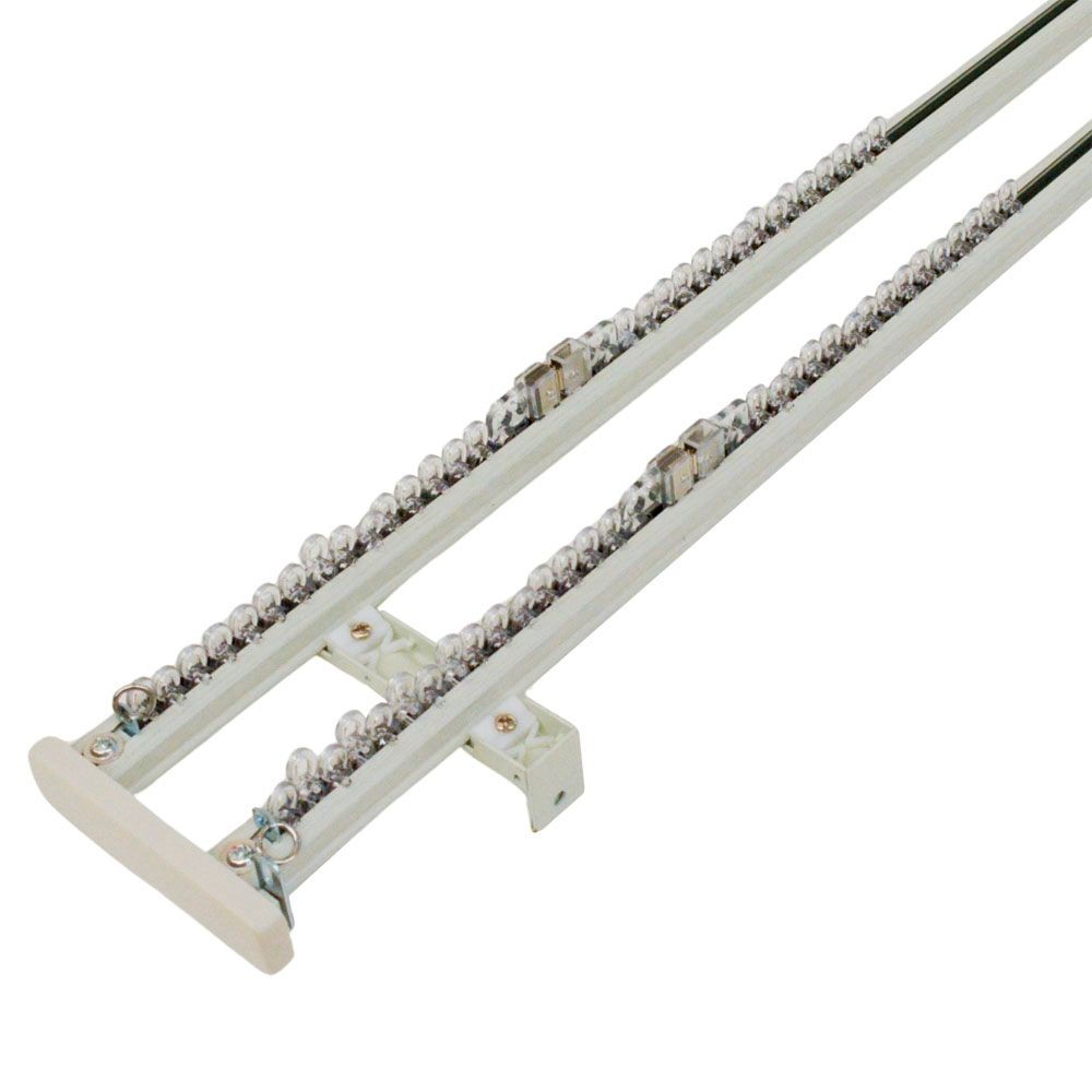 伸縮角型カーテンレール　４．０ｍ用ダブル, 木目ホワイト, 4.0ｍ用ダブル