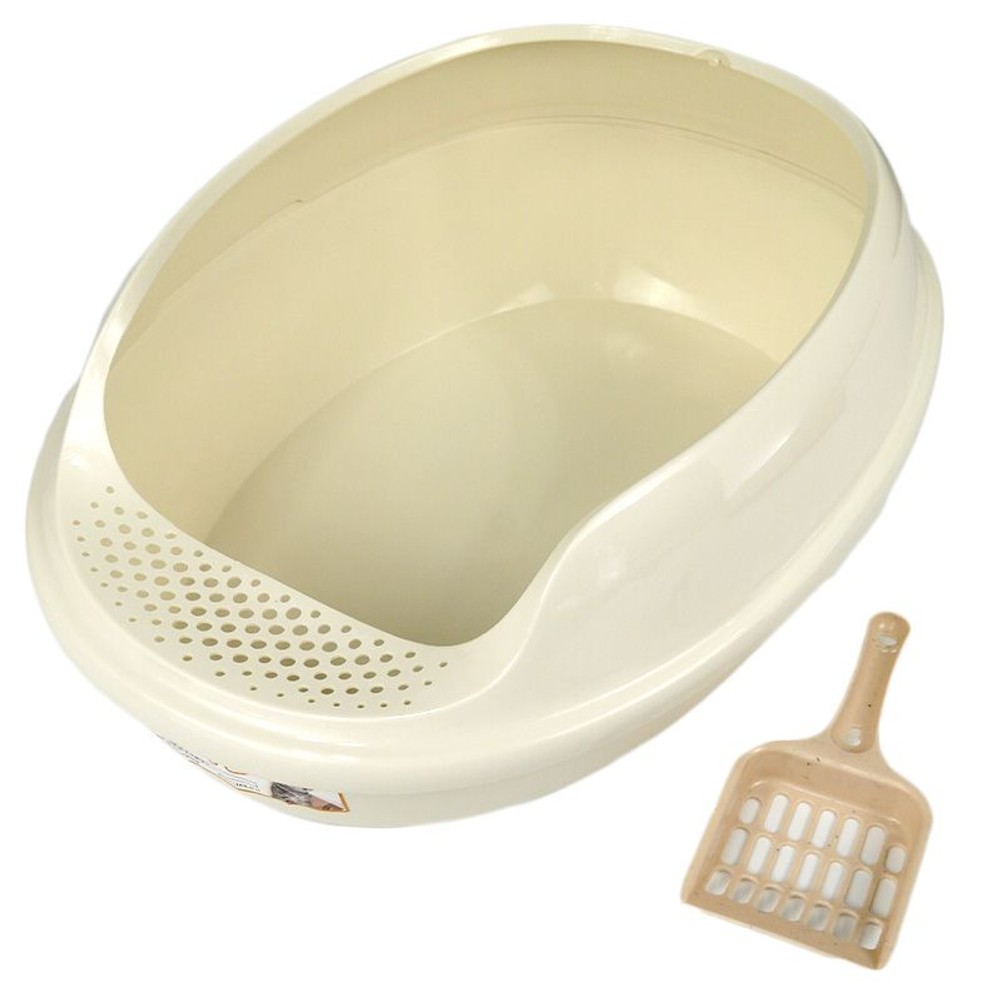 猫用トイレ　　ハーフカバータイプ（アイボリー）