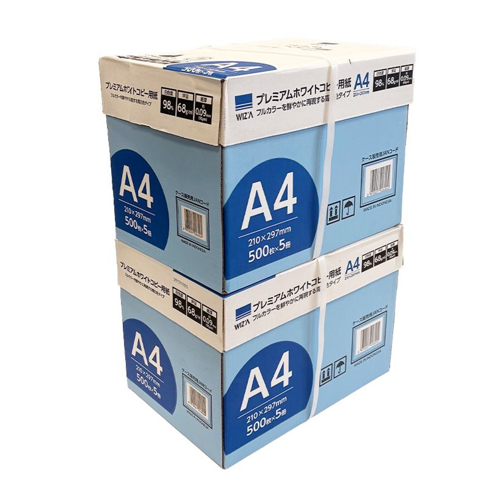 WIZ'Aウイザ プレミアムホワイト コピー用紙Ａ４サイズ 500枚&times;１０冊セット, ホワイト, A4 500枚&times;10個セット