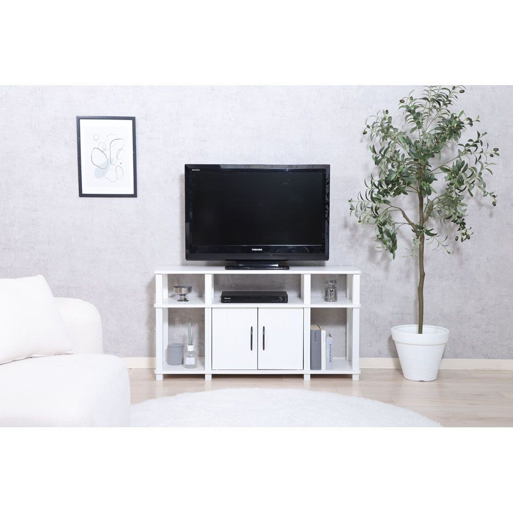 不二貿易 フィット　ハイＴＶラック　オークＷＨ【メーカー直送・代引不可】, ホワイト, 幅1100mm&times;奥行295mm&times;高さ589mm