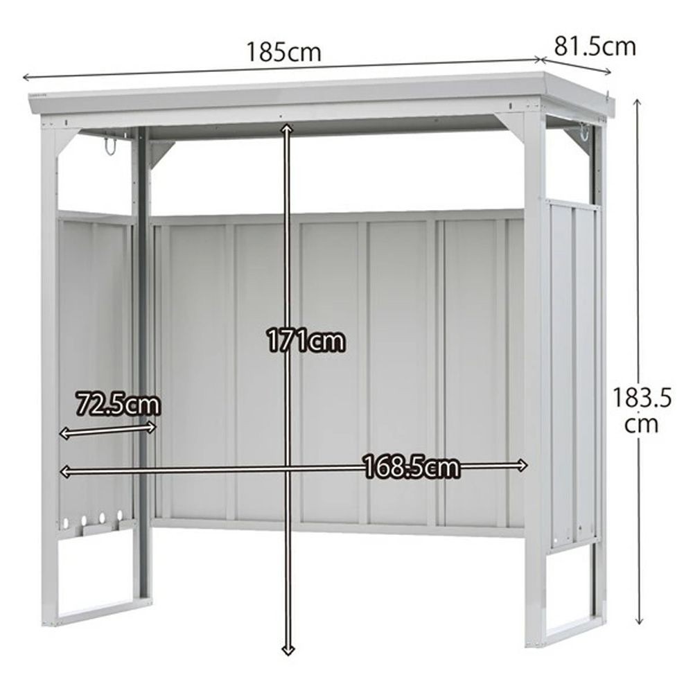 グリーンライフ サイクルダシーレ CD-1818 ガレージ 収納 屋根 自転車, チタングレー, 幅1850mm&times;奥行815mm&times;高さ1835