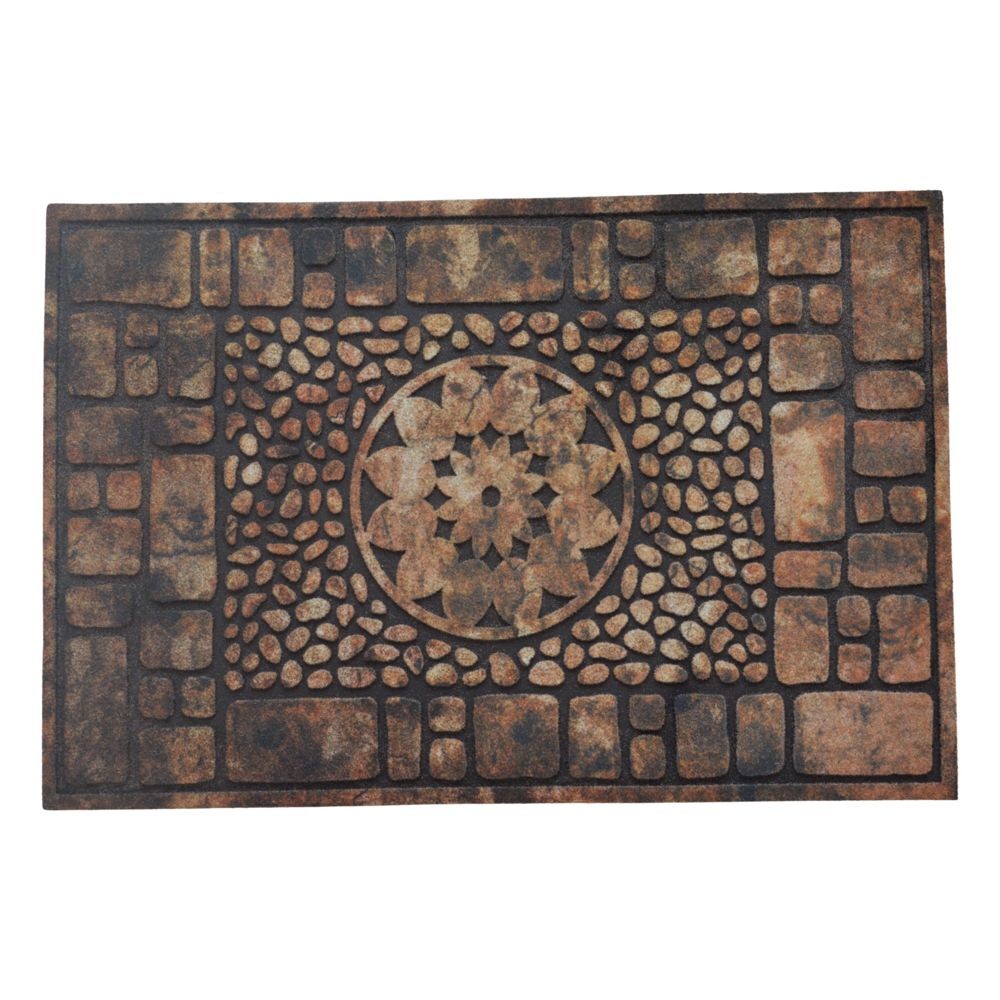 玄関マット フラワー 60×40cm, フラワー, 60×40cm