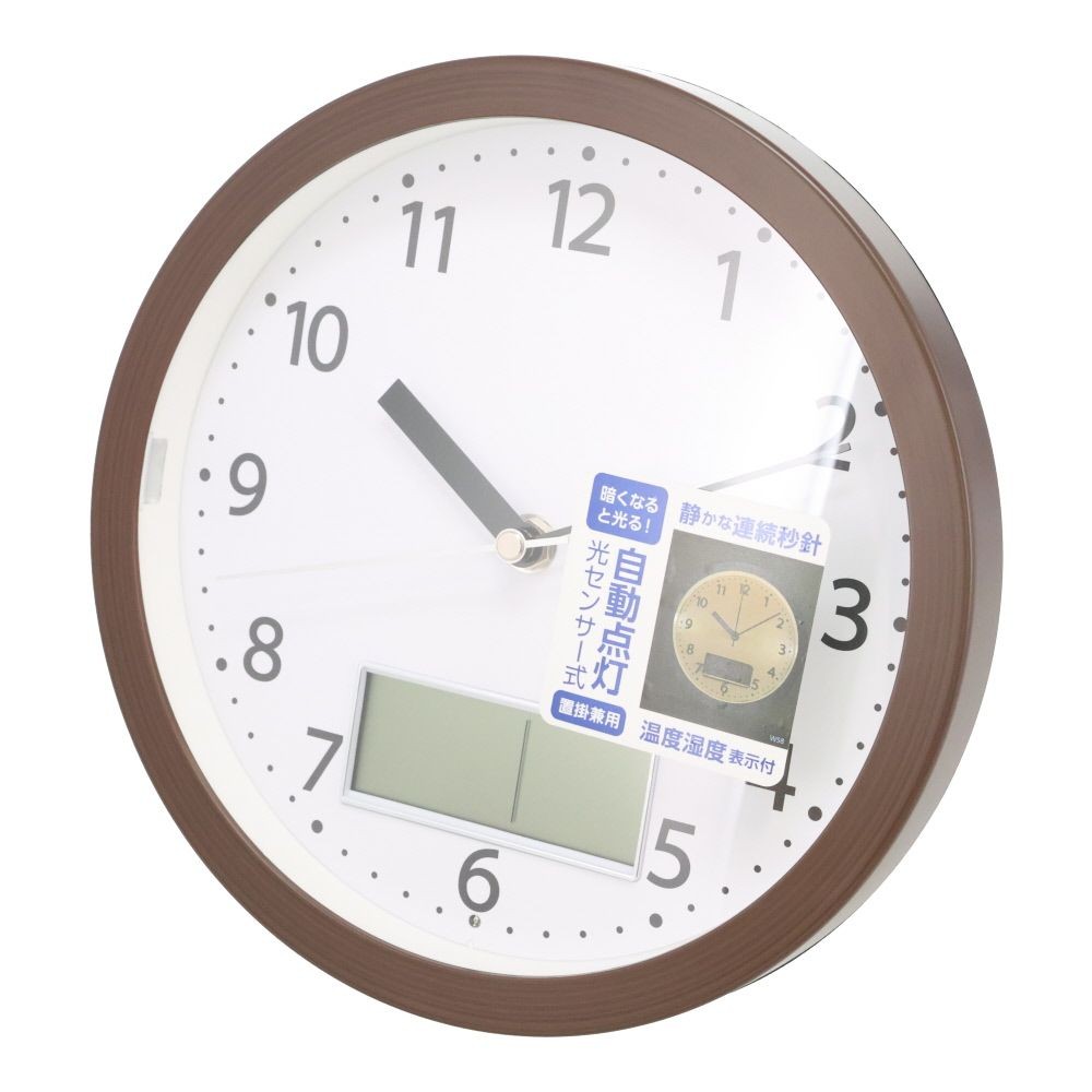ウィザ WIZ'A 温湿度付き置き掛け兼用時計, ブラウン, WIZA-C7229