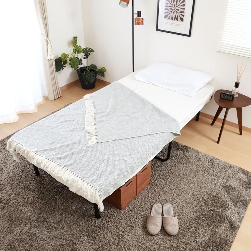 不二貿易  工具不要折りたたみパイプベッド  easy 【メーカー直送・代引不可】, ブラック, シングル