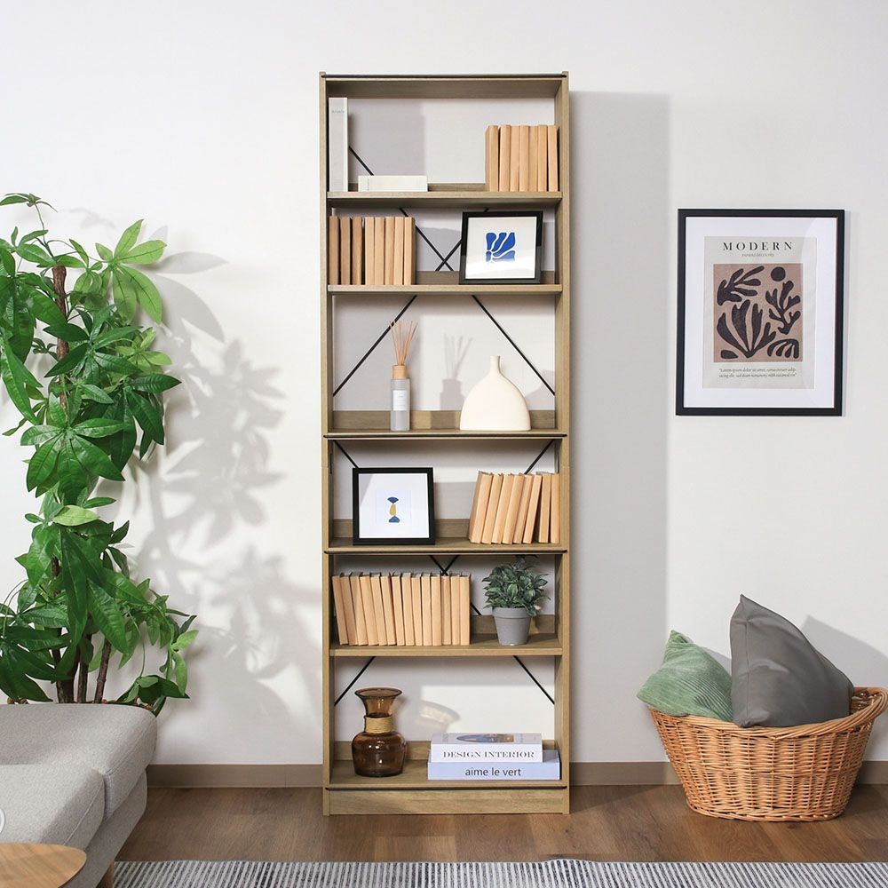 不二貿易 ＥＺＢＯオープンラック６段　ＯＡＫ　ＮＡ【メーカー直送・代引不可】, ナチュラル, 幅600mm&times;奥行306mm&times;高さ1800mm