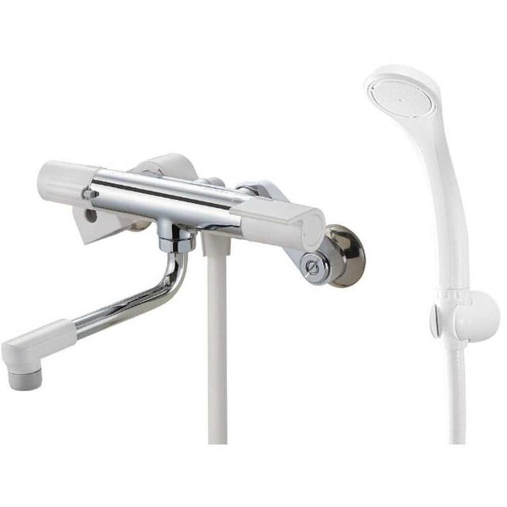 SANEI サーモシャワー混合栓 SK1811, メッキ＋ホワイト, SK1811