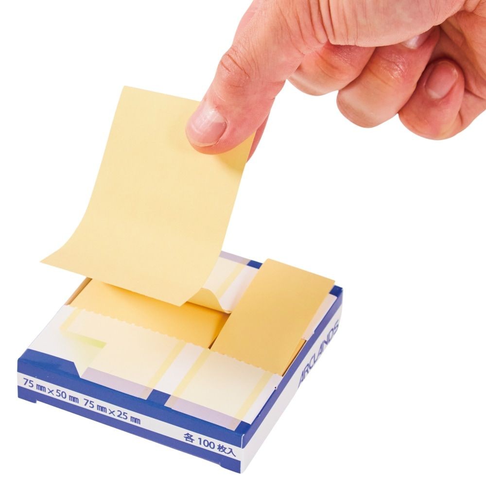 ポップアップ付箋75×50・75×25ｍｍ各100枚, 黄色, 100P