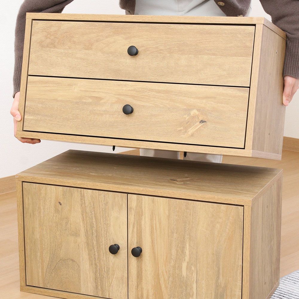 不二貿易 ＥＺＢＯ　コネクトボックス　引出２杯　ＮＡ【メーカー直送・代引不可】, ナチュラル, 幅600mm×奥行320mm×高さ310mm