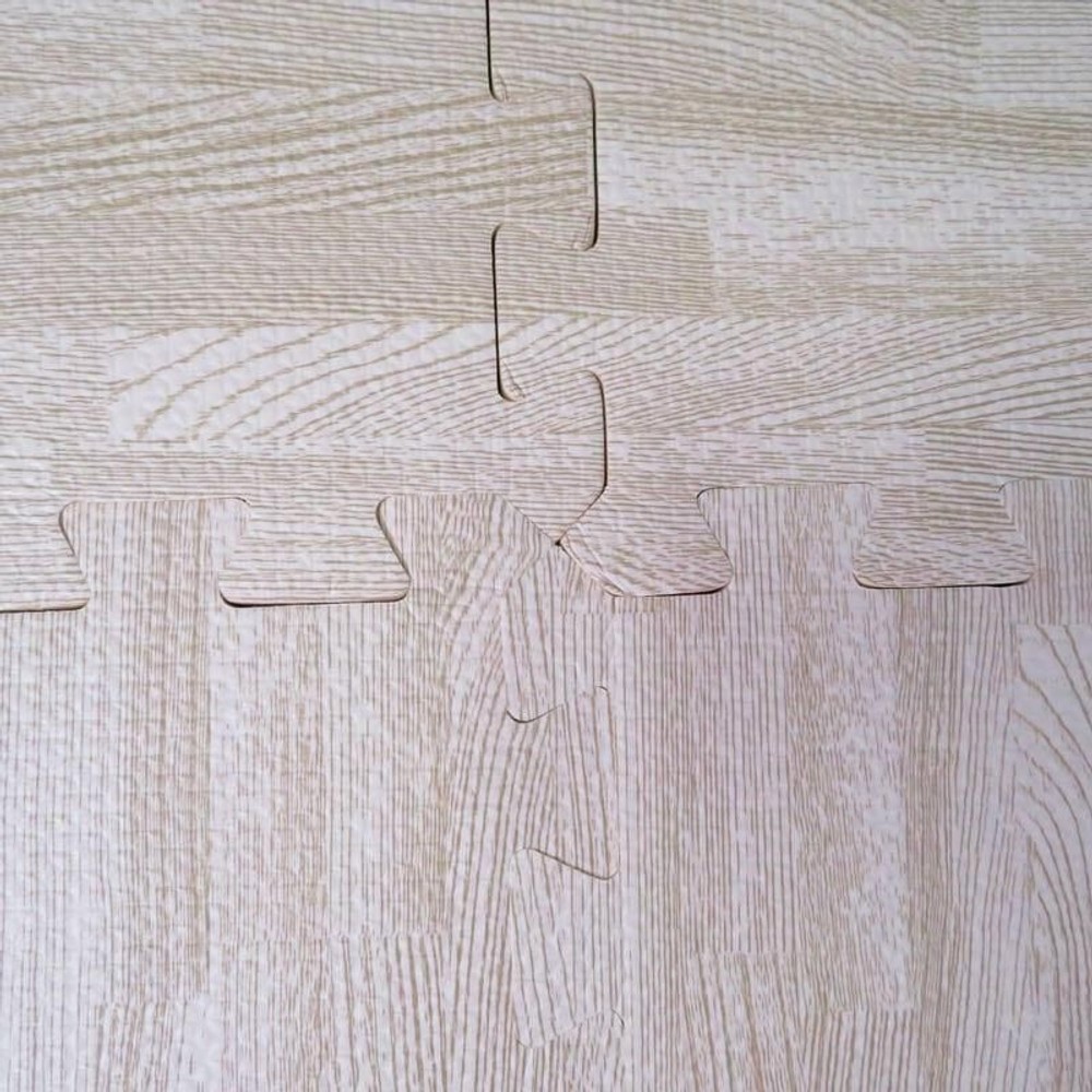 大判つなげるソフトマット　大判4枚組　木目柄, ホワイト, 大判4枚組