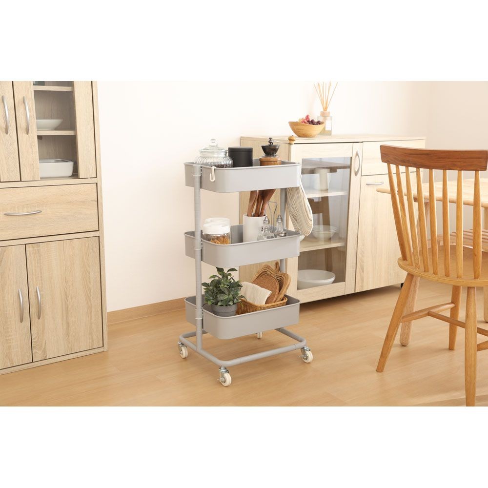 不二貿易 高さが調整できるワゴン　マルシェ　グレー【メーカー直送・代引不可】, グレー, 幅420mm&times;奥行360mm&times;高さ780mm