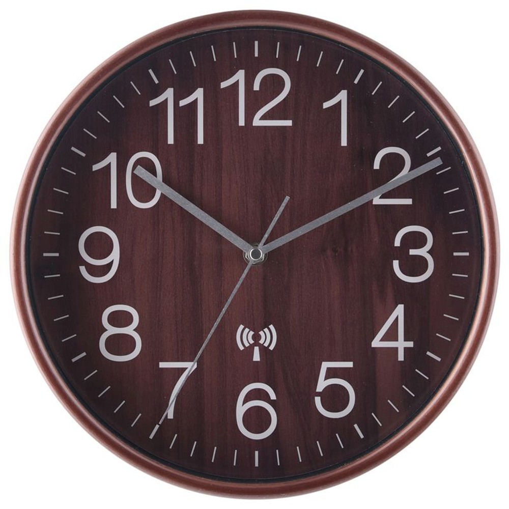 【廃盤】電波掛時計　プライウッド　28ｃｍ, ブラウン, 28cm
