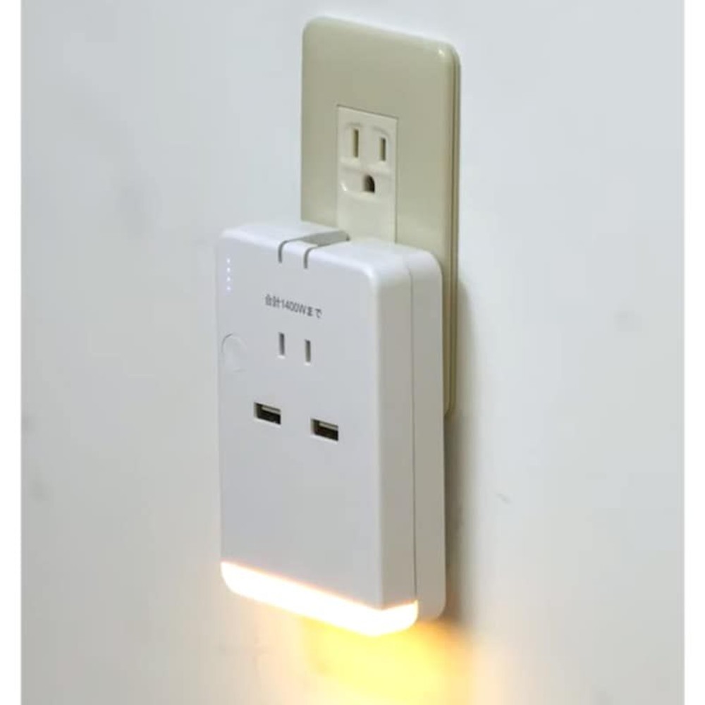 ＡＣ接続時はタップで遮断時はライトが点灯するバッテリー, ホワイト, PV-042A