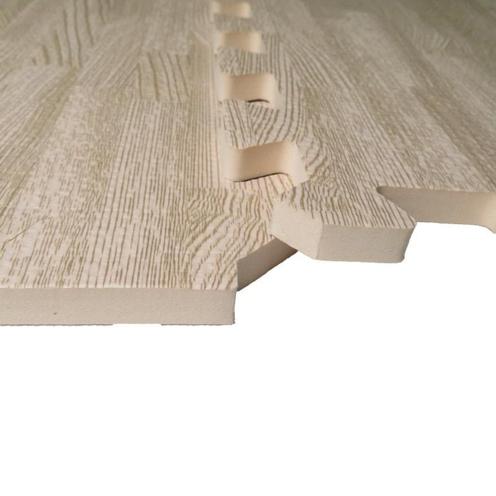 大判つなげるソフトマット　大判4枚組　木目柄, ホワイト, 大判4枚組