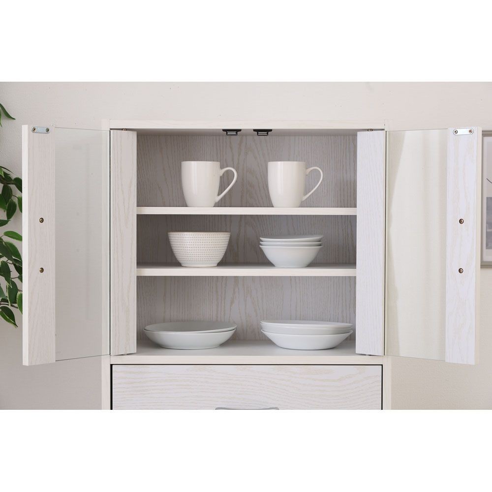 不二貿易 ミドルキッチンキャビネット　オークＷＨ【メーカー直送・代引不可】, ホワイト, 幅600mm&times;奥行290mm&times;高さ1200mm