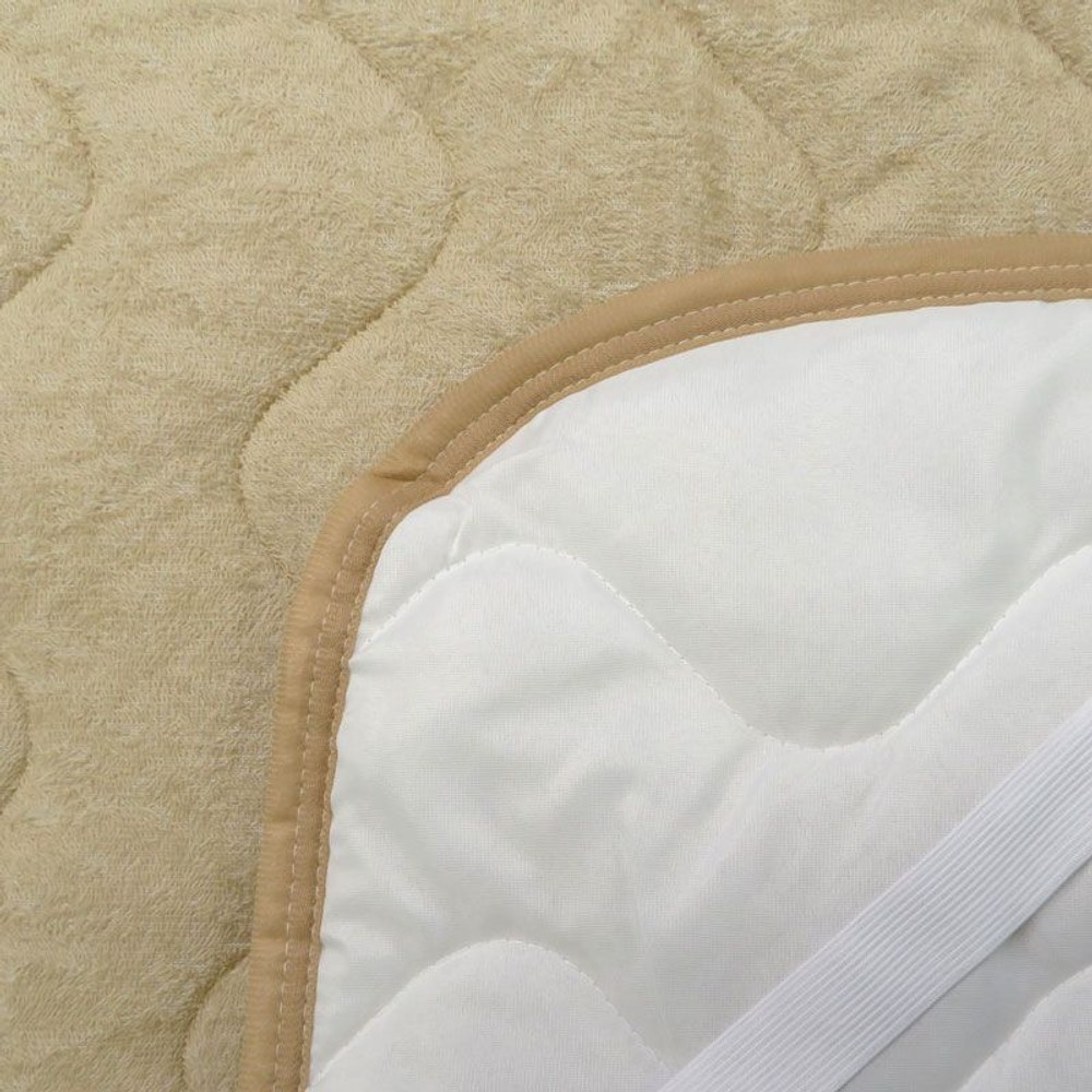 綿タオル地敷きパッド　シングル, ベージュ, シングル