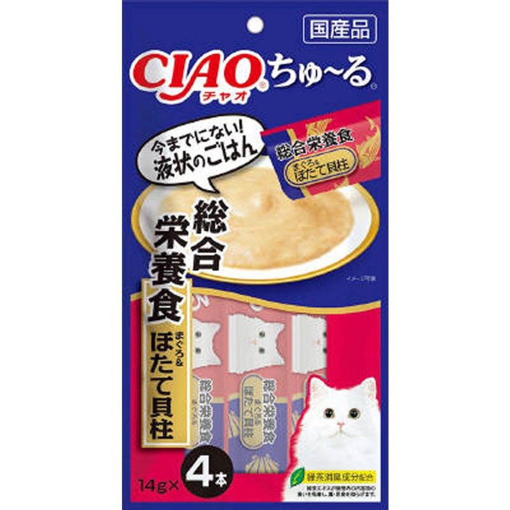 チャオ　ちゅ〜る　総合栄養食　まぐろ＆ほたて貝柱　14ｇ×4, まぐろ＆ほたて貝柱, 14g×4本