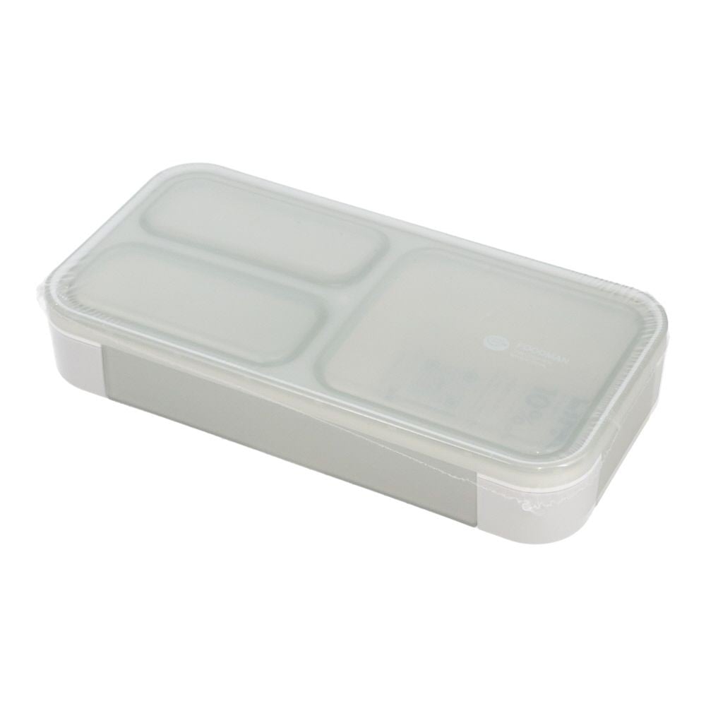 薄型弁当箱 抗菌フードマン ミニ 400ml, ライトグレー, 400ml