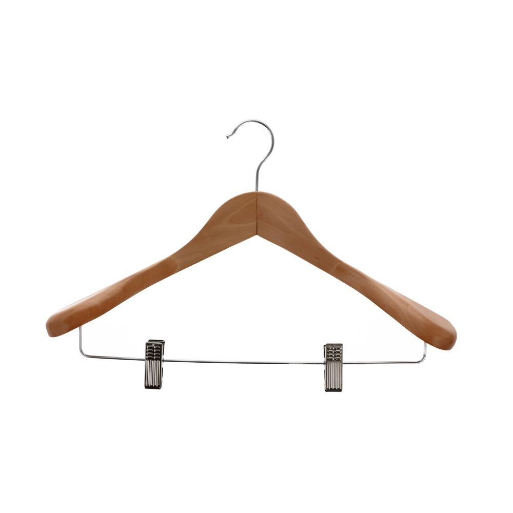 WIZ'A ウィザ コート・ジャケット木製ハンガークリップ付40ｃｍ, ナチュラル, 40cm