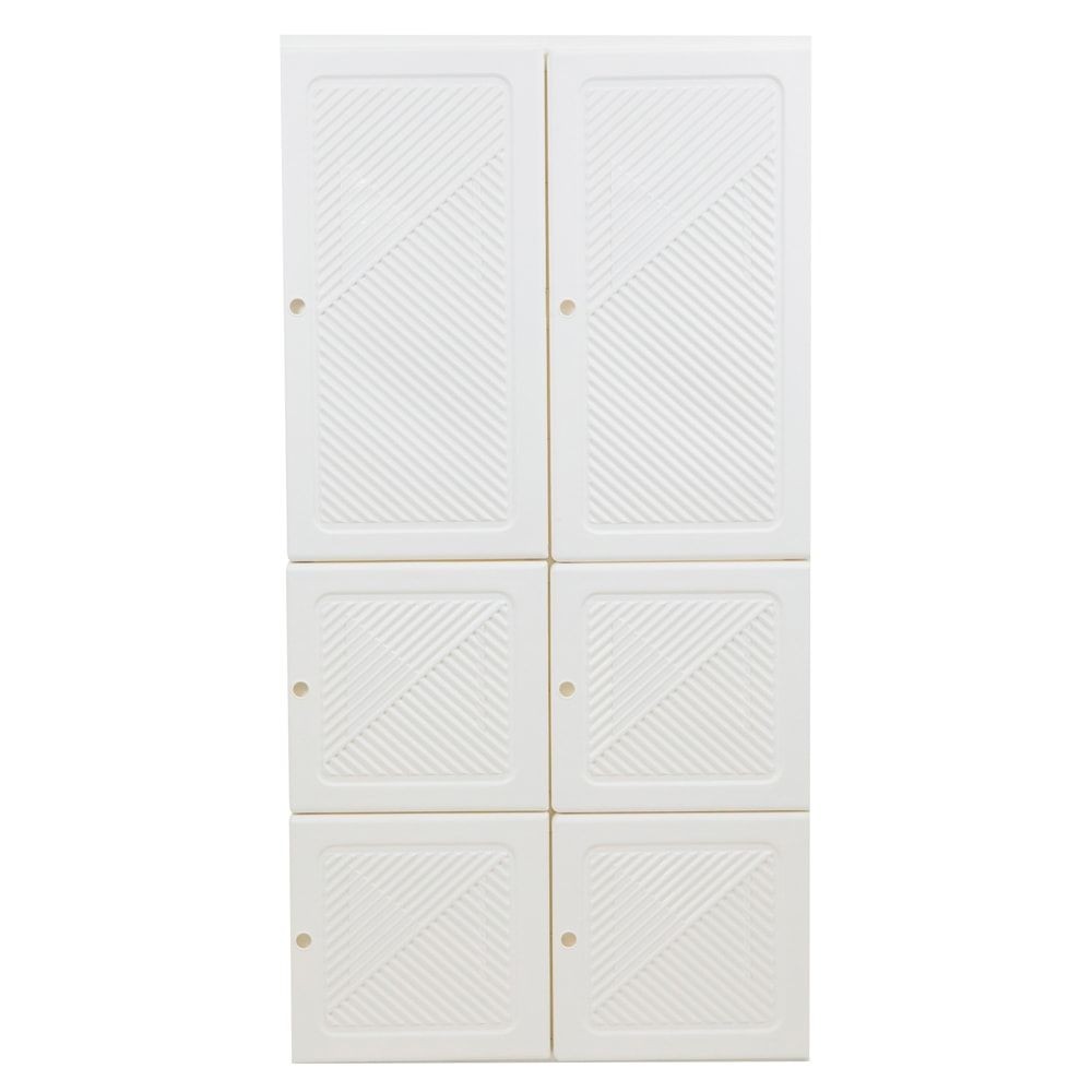 組立簡単　折りたたみワードローブ, ホワイト, 2列5段