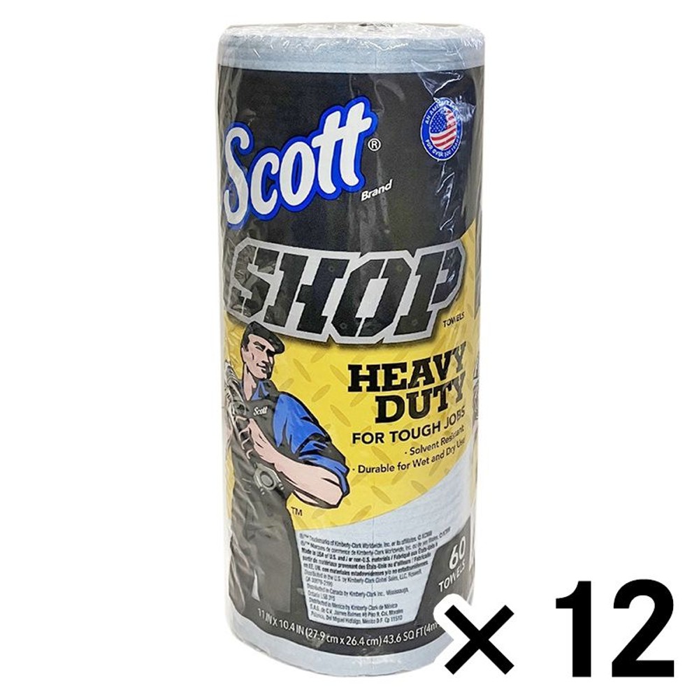 ＳＣＯＴＴ　プロショップタオル　紙ウエス　６０カット　ヘビーデューティー &times;１２個, ブルー, 60カット