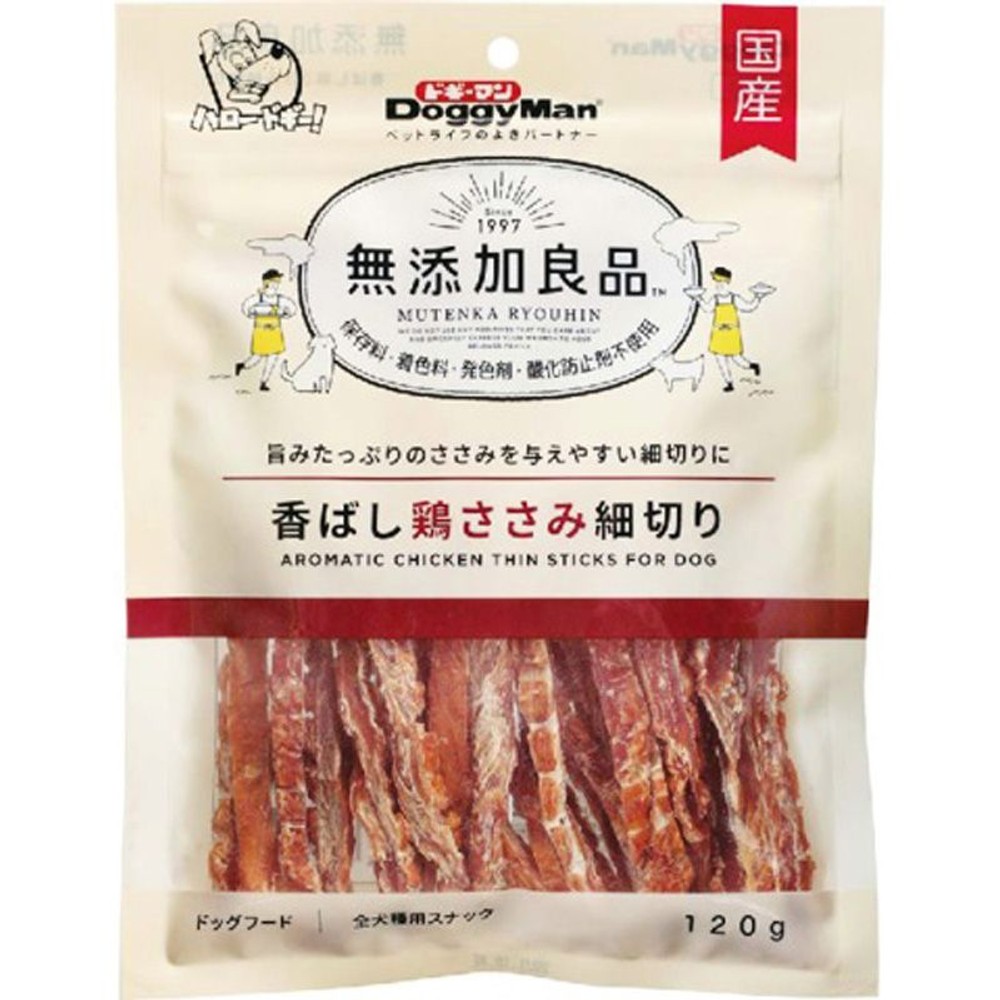 ドギーマン　無添加良品 香ばし鶏ささみ 細切り120ｇ, 鶏ささみ 細切り, 120g